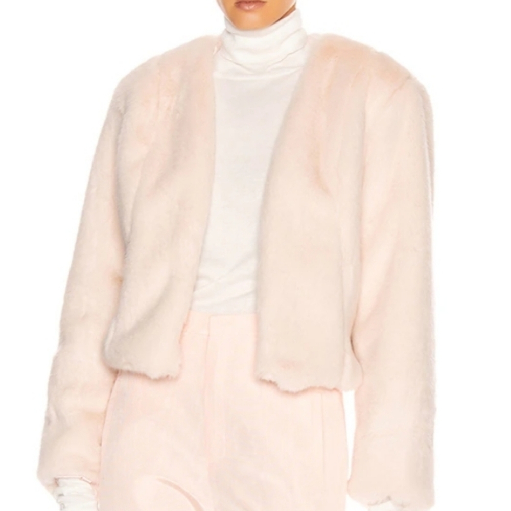 SABLYN Faith Jacket Open Front Faux Fur In Color Powder Size XS NWOT'S